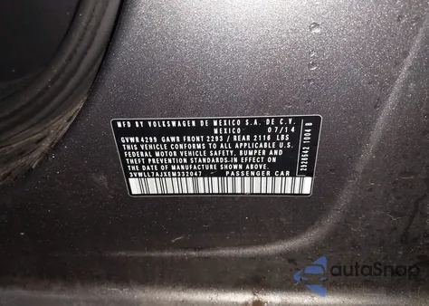 2014 Volkswagen Jetta 2.0L Tdi Value Edition z USA, uszkodzony, nr VIN 3VWLL7AJXEM332047